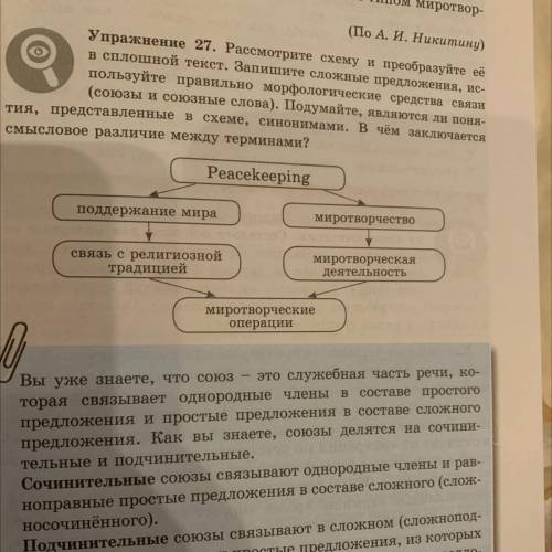 Рассмотрите схему и преобразует её сплошной текст. Запишите сложные предложения, используйте правиль