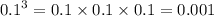 {0.1}^{3} = 0.1 \times 0.1 \times 0.1 = 0.001