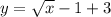 y = \sqrt{x } - 1 + 3