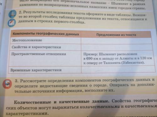 Результаты исследования текста оформите в виде таблицы . Впишите во второй столбец таблицы предложен