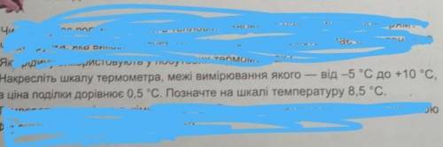 Накресліть шкалу термометра межі вимірювання якого від -5°C до +10°С а ціна поділки дорівнює 0,5°С п