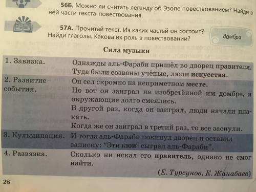 прочитай текст, из каких частей он состоит? найди глаголы, какова их роль в повествований? почему те