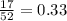 \frac{17}{52} = 0.33