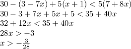 30-(3-7x)+5(x+1)