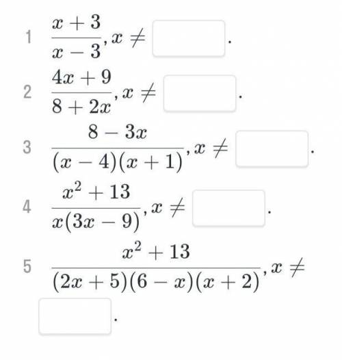 , какие значения переменной x являются недопустимыми значениями каждого рационального выражения? - е