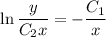 \ln \dfrac{y}{C_2x} =-\dfrac{C_1}{x}