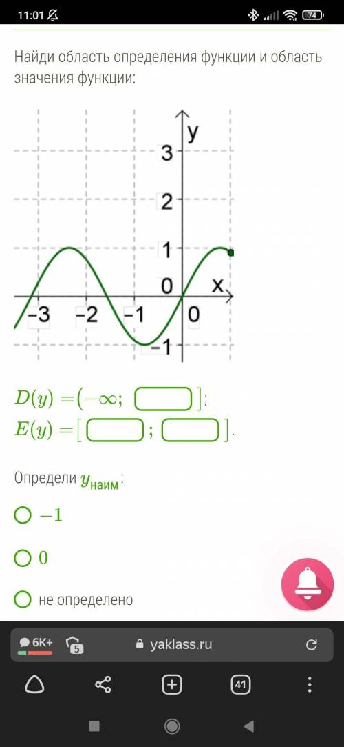 Найди область определения функции и область значения функции: D(y)=(−∞; ]; E(y)=[ ; ].