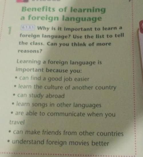 VALUES Benefits of learning a foreign language 6.1.3.1 Why is it important to learn a foreign langua