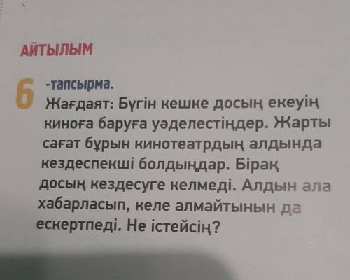 Вы с другом обещали пойти сегодня вечером в кино. Полчаса назад вы хотели встретиться перед кинотеат