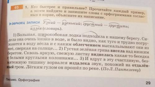 Кто быстрее И правильнее Прочитайте каждый пример а затем найдите и запишите слова с орфограммами со