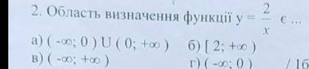 Область визначення функції y=2/x є...