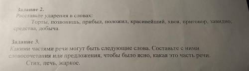 Задание 2. Расставьте ударения в словах: Торты, позвонишь, прибыл, положил, красивейший, хвоя, приго