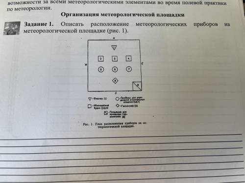 описать расположение метеорологических приборов на метеорологической площадке