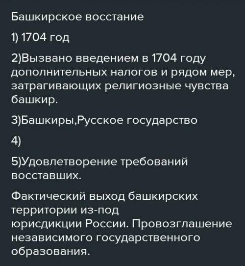 восстание кондратия булавина1дата 2причины 3участники 4основные события 5 итогбашкирское восстание 1