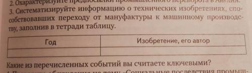 систематизируйте информацию о технических изобретениях, по- собствовавших переходу от мануфактуры к