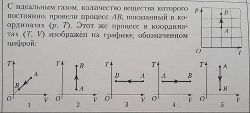 Сидеальным газом, количество вещества которого постоянно, провели процесс AB, показанный в ко- ордин