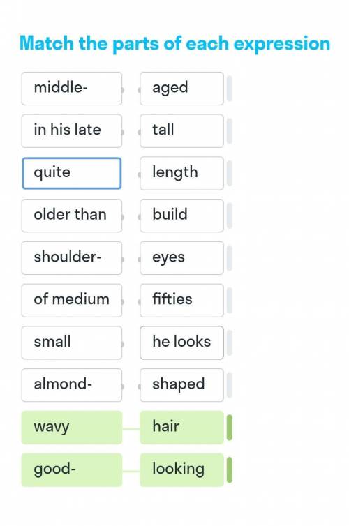 Match the parts of each expression