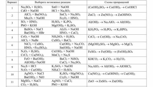Вариант 10 Напишите уравнения возможных реакций и реакций, с которых можно осуществить превращения