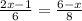 \frac{2x - 1}{6} = \frac{6 - x}{8}