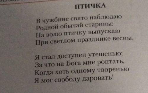 Стих птичка определить свойства и основу