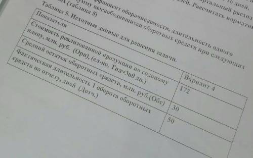 Определите коэффициент оборачиваемости ,длительность одного оборота и сумму высвободивших оборотных