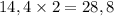 14,4 \times 2 = 28,8