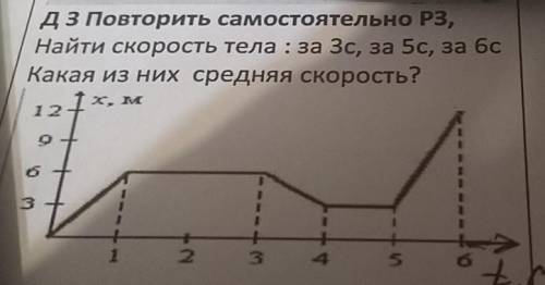 Д/З Повторить самостоятельно РЗ. Найти скорость тела: за 3с, за 5с, за 6с. Какая из них средняя скор