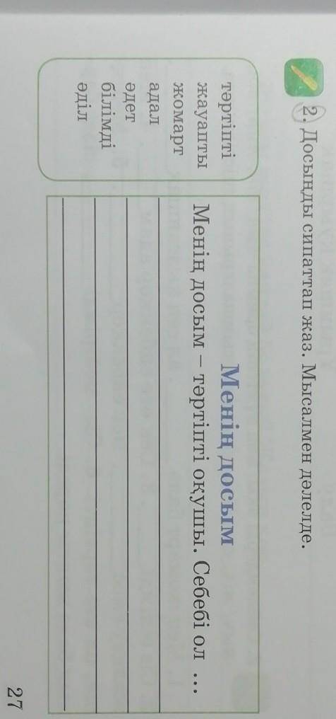 Досыңды сипаттап жаз. Мысалмен дәлелде. Менің досым Менің досым - тәртіпті оқушы. Себебі ол