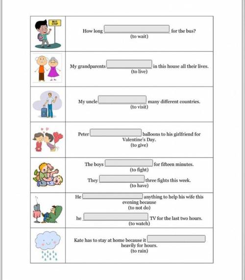 Present Perfect и Present Perfect Continuous Поставить в правильную форму