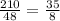 \frac{210}{48} = \frac{35}{8}