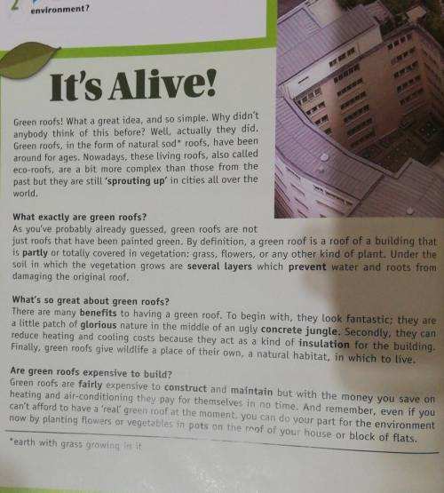 3 Read the text and mark the sentences as T (true) or F (false). 1)Green roofs are a new idea. 2 A g