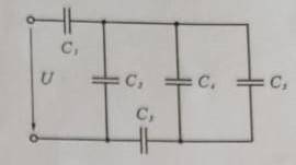 с задачкой по конденсаторам в цепи: c1 = 5 мкФ, c2 = 20 мкФ, c3 = 20 мкФ, c4 = 10 мкФ, c5 = 15 мкФ,