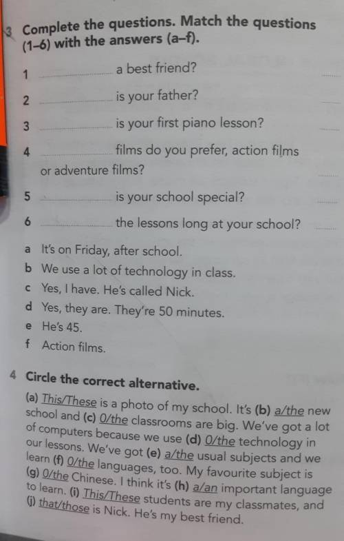 3)Complete the questions.Match the questions with the answer.