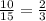 \frac{10}{15} = \frac{2}{3}