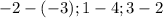 -2-(-3); 1-4; 3-2