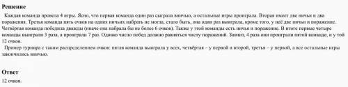 В футбольном турнире участвовали команды A, B, C, D, E. Каждая команда сыграла с каждой ровно один р