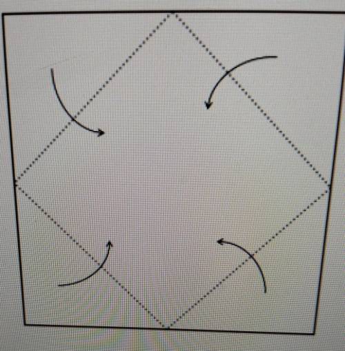 Лист бумаги квадратной формы складывают следующим образом: четыре уголка сворачивают к середине так,