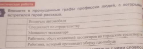 Впишите в пропущенные графы професс встретился герой рассказа. Водитель автомобиля Специалист по стр