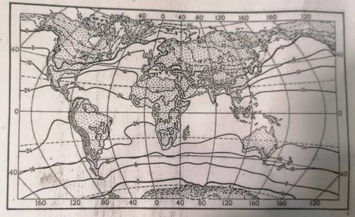 По карте определите в каких частях каких материков температуры имеют Субширотное направление В каких