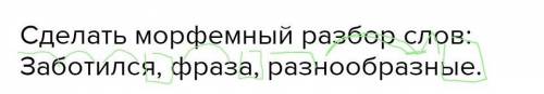 Сделать морфемный разбор слов: Заботился, фраза, разнообразные.