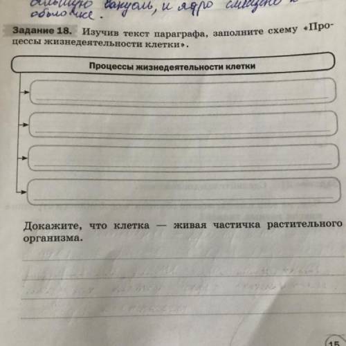 Задание 18. Изучив текст параграфа, заполните схему «Процессы жизнедеятельности клетки кратко