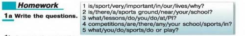 1 is/sport/very/important/in/our/lives/why? 2 is/there/a/sports ground/near/your/school? 3 what/less