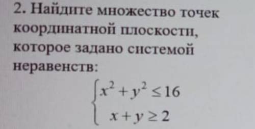 Найдите множество точек координатной плоскости, которое задано системой неравенств: x+y больше или р