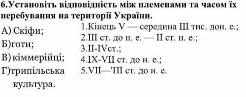 Установіть відповідність між племенами та часом їх перебування на території Українитреба здати до 12