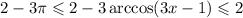 2-3\pi\leqslant2-3\arccos (3x-1)\leqslant2