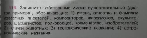 8. Запишите собственные имена существительные (два- и примера), обозначающие: 1) имена, отчества и ф