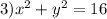 3) {x}^{2} + {y}^{2} = 16