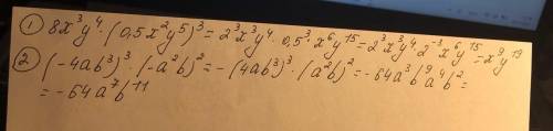 спростіть вираз а) 8х³у⁴×(0.5х²у⁵)³ б)(-4ab³)³×(-a²b)²