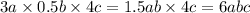 3a \times 0.5b \times 4c = 1.5ab \times 4c = 6abc