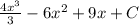 \frac{4x^3}{3} -6x^{2} +9x+C